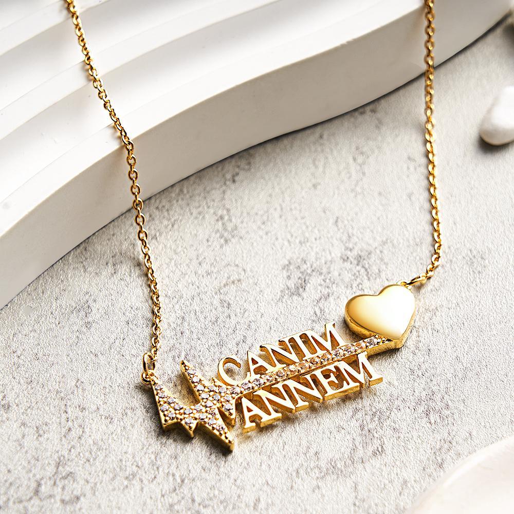 Personalized Heartbeat Name Necklace Creative Love Pendant Jewelry Gifts for Her - soufeelus