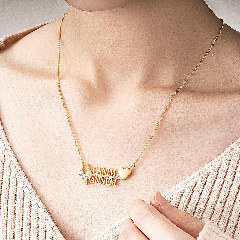 Personalized Heartbeat Name Necklace Creative Love Pendant Jewelry Gifts for Her - soufeelus