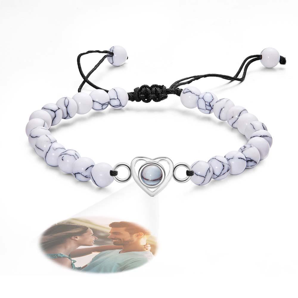 Personalized Photo Projection Beads Bracelet Heart-Shaped Bracelet Beautiful Gift For Her - soufeelus