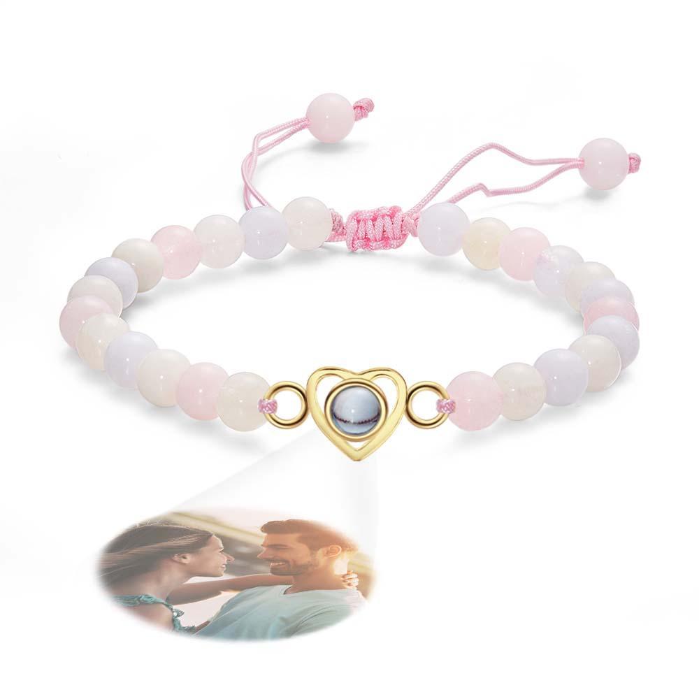 Personalized Photo Projection Beads Bracelet Heart-Shaped Bracelet Beautiful Gift For Her - soufeelus