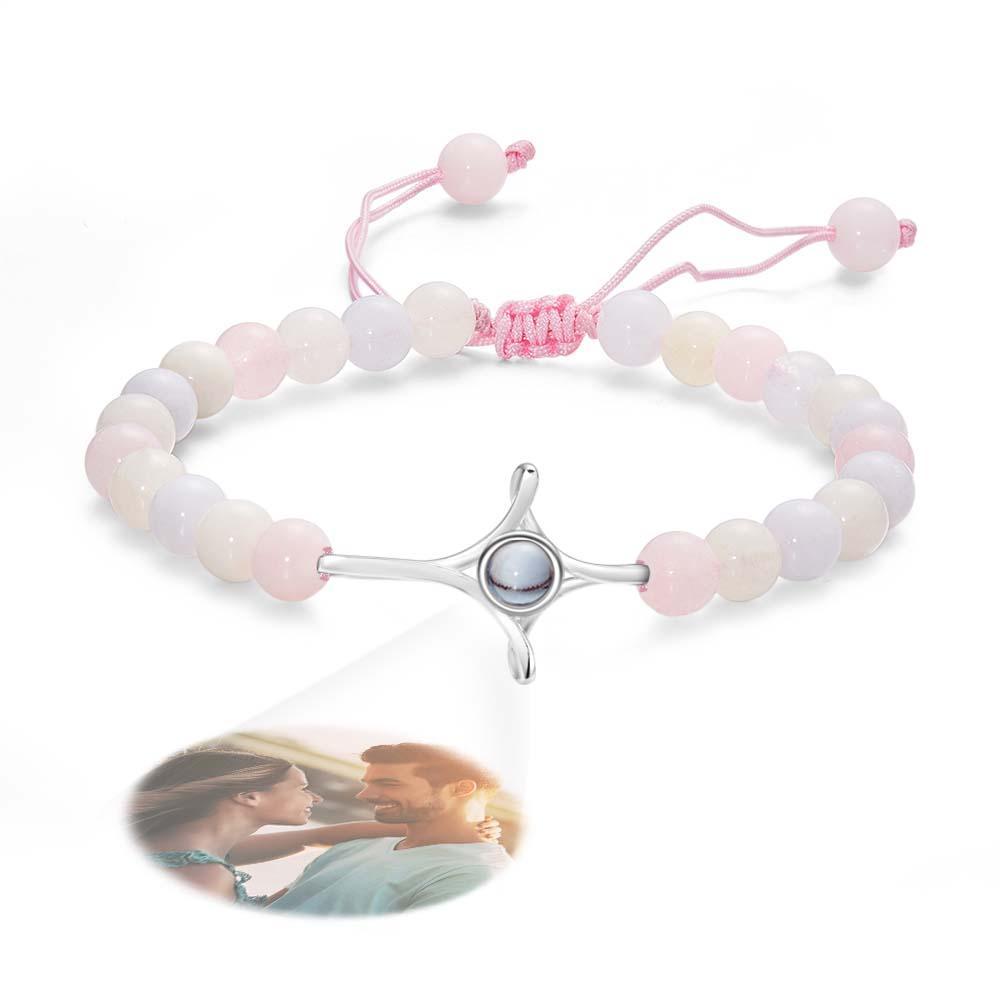 Personalized Photo Projection Beads Bracelet With Cross Memorial Gift For Her