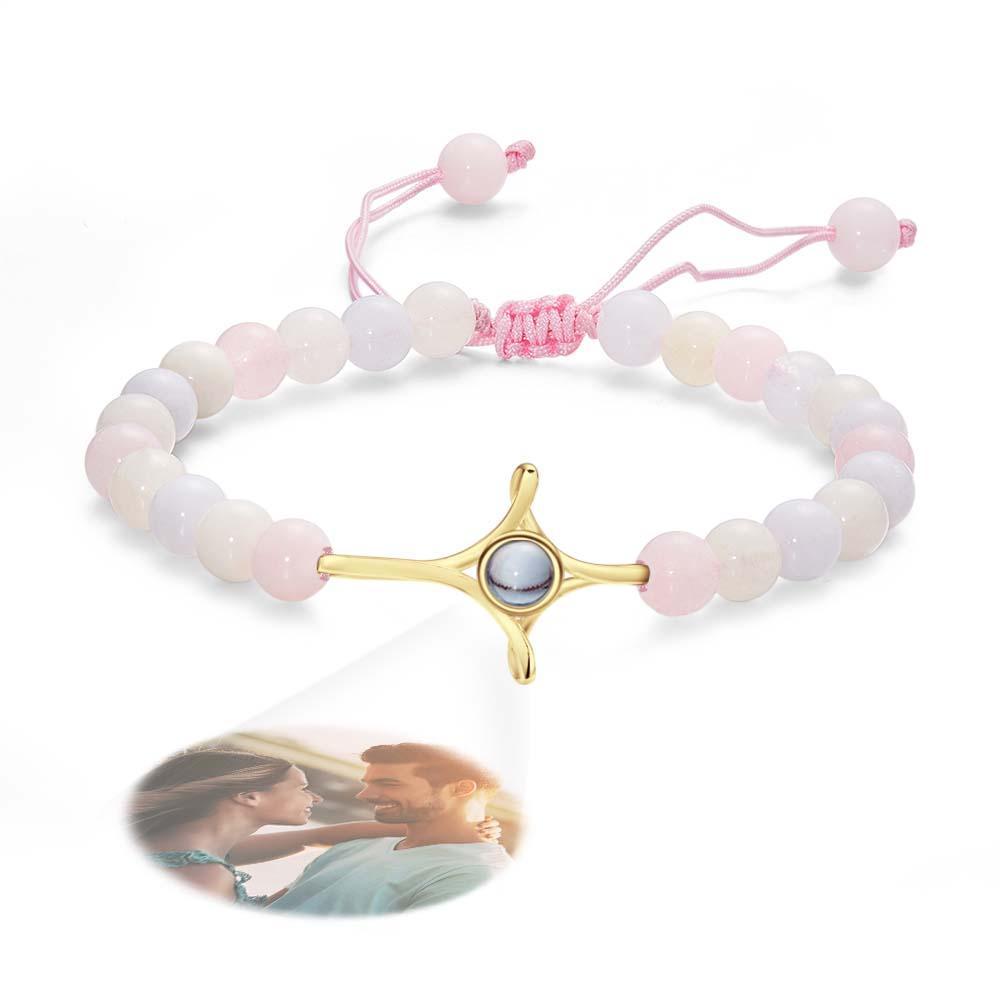 Personalized Photo Projection Beads Bracelet With Cross Memorial Gift For Her - soufeelus