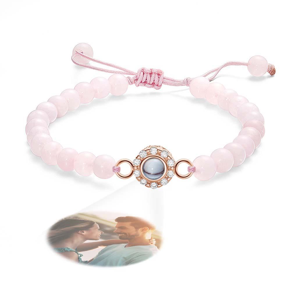 Personalized Photo Projection Beads Bracelet With Rhinestones Sweet Gift For Her - soufeelus