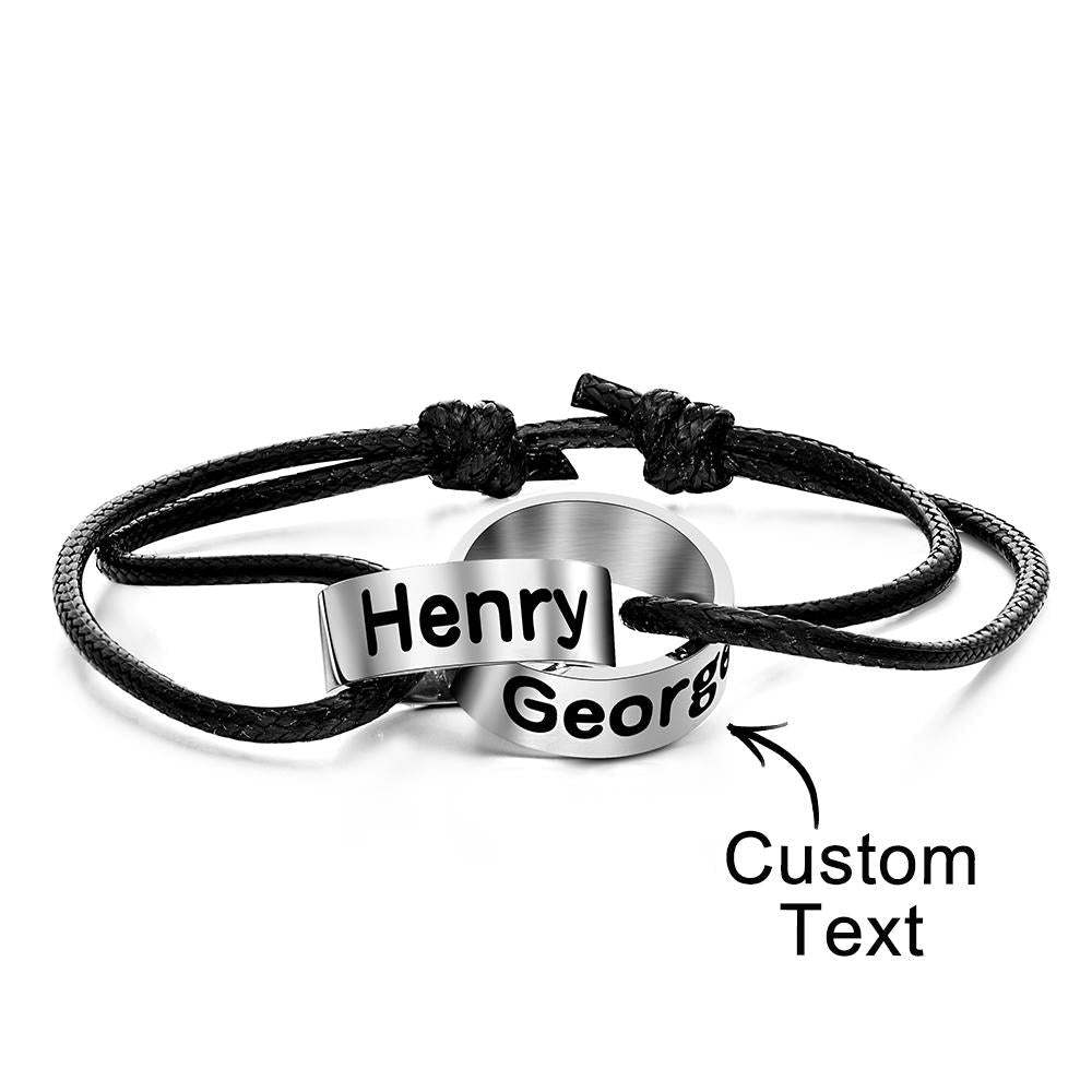 Custom Intwine Name Beads Bracelet Two Name Love Gift for Boyfriend - soufeelus