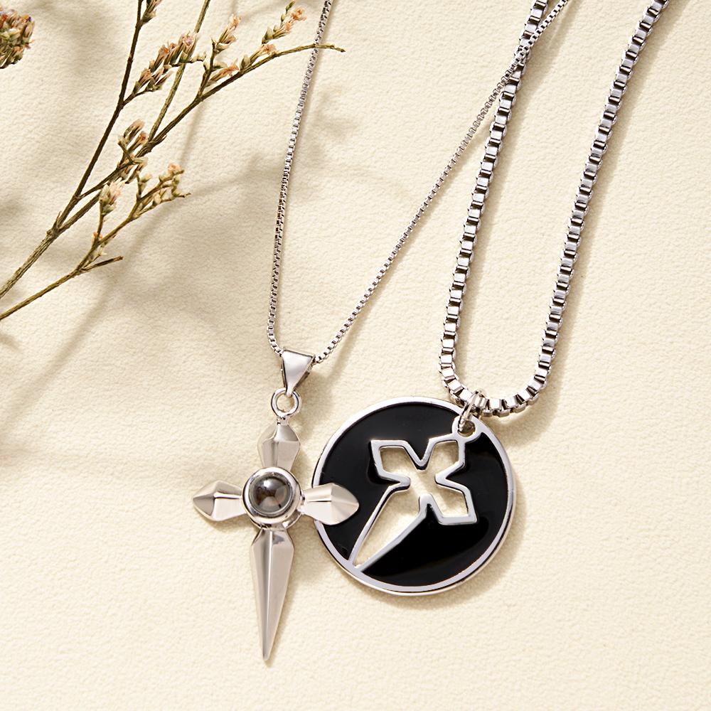 Custom Projection Necklace Love Sword a Pair Gifts for Couple - soufeelus