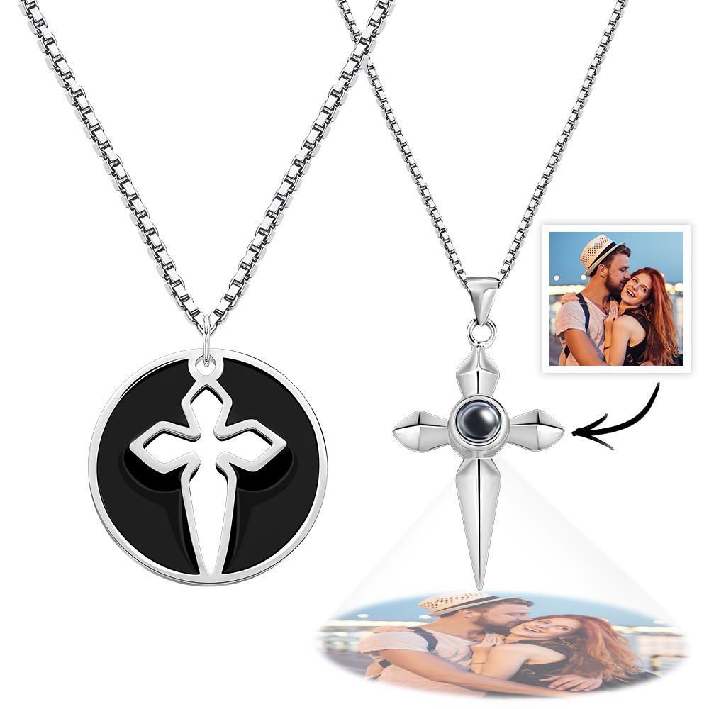 Custom Projection Necklace Love Sword a Pair Gifts for Couple - soufeelus