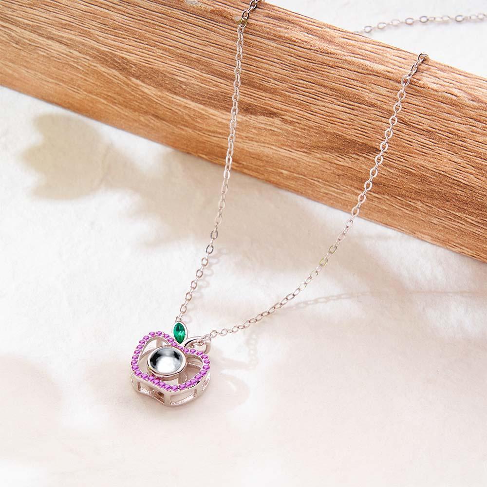 Custom Photo Projection Necklace Creative Apple Gifts for Couple - soufeelus