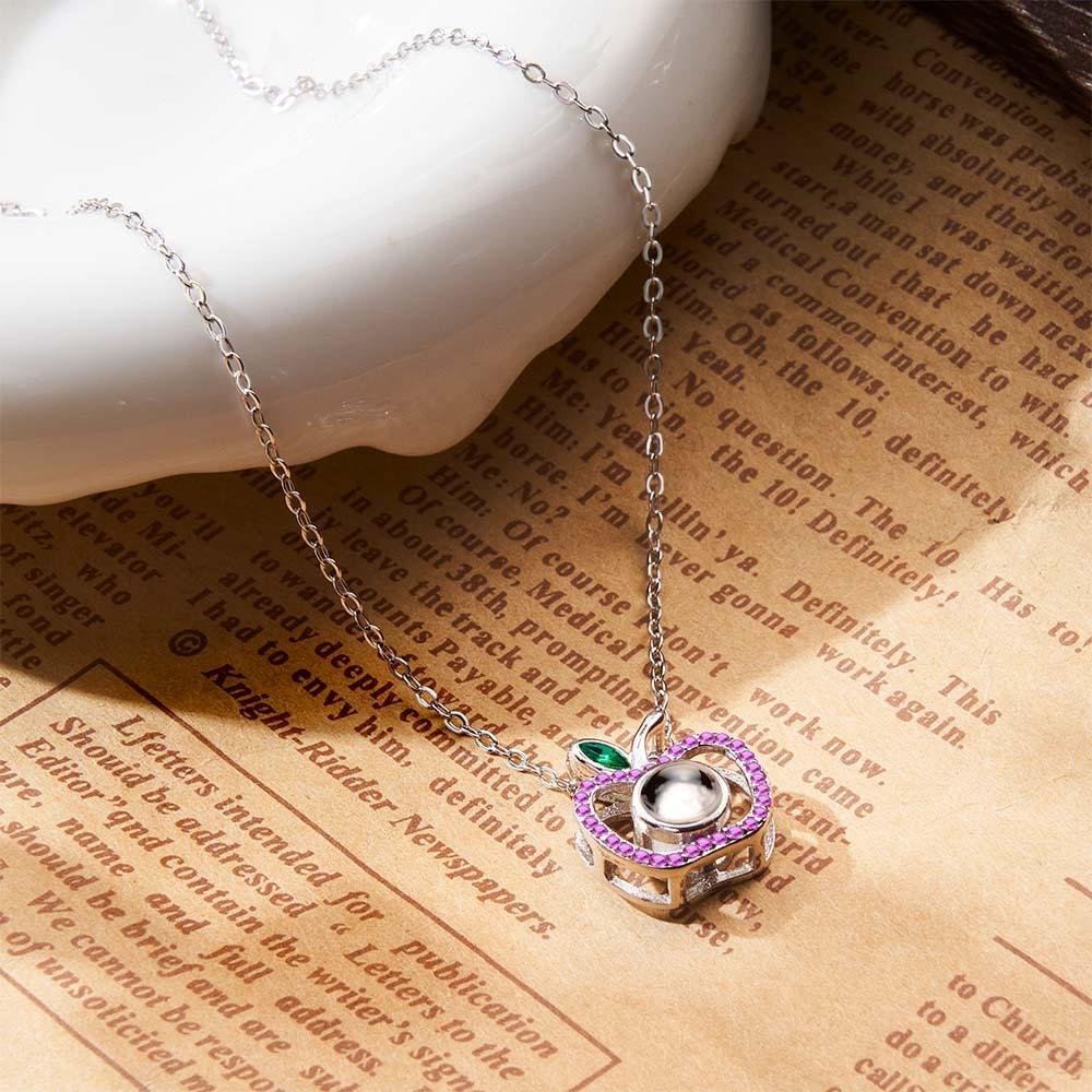 Custom Photo Projection Necklace Creative Apple Gifts for Couple - soufeelus