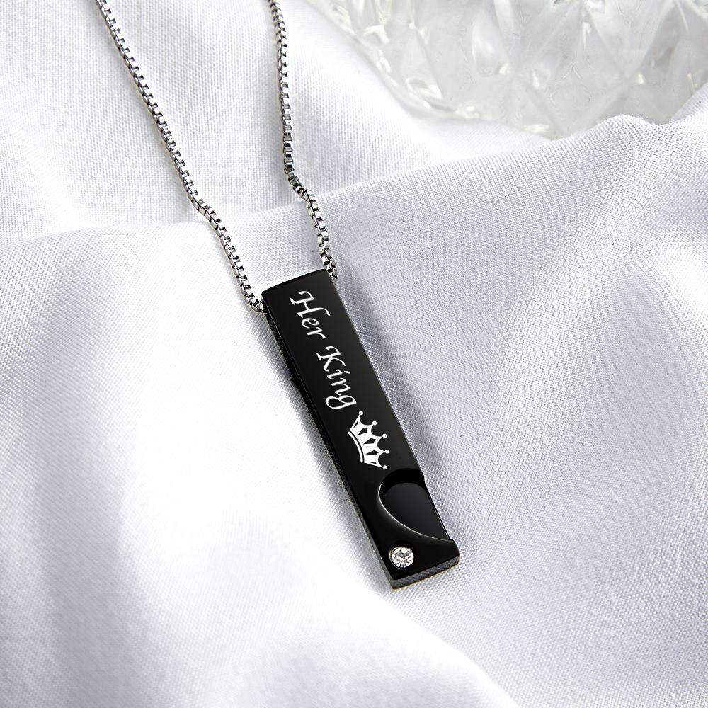 Custom Engraved Couple Necklace Creative Crown Personality Gifts - soufeelus