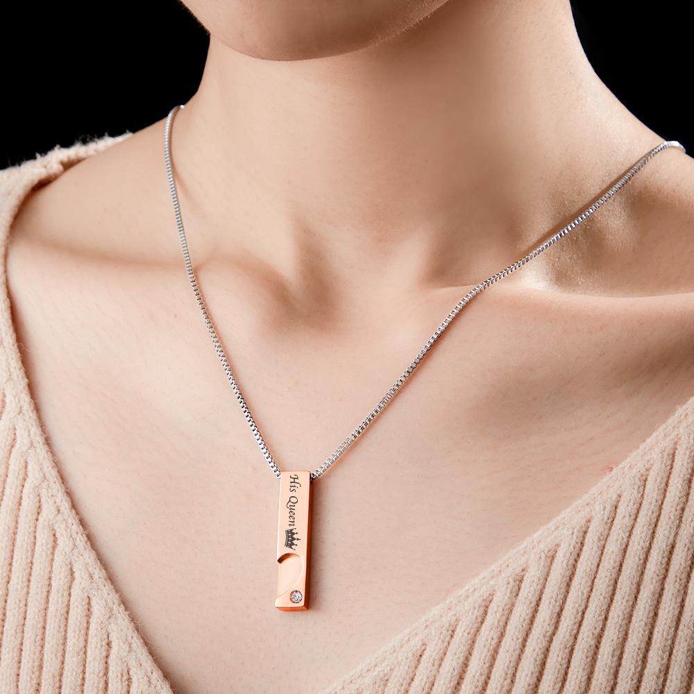 Custom Engraved Couple Necklace Creative Crown Personality Gifts - soufeelus