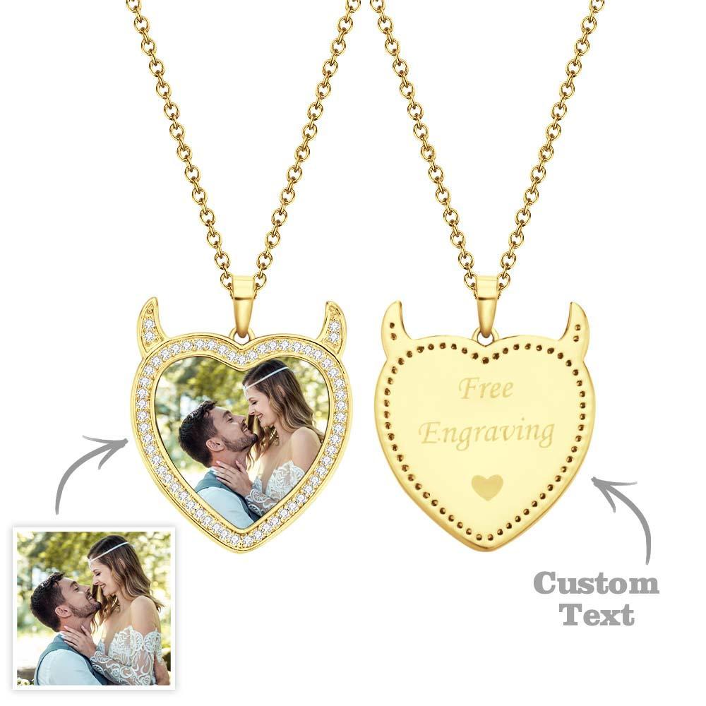 Custom Photo Engraved Necklace Cute Demon Pet Gifts - soufeelus