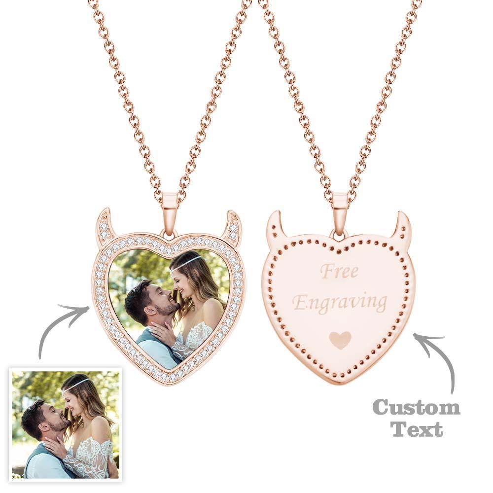Custom Photo Engraved Necklace Cute Demon Pet Gifts - soufeelus