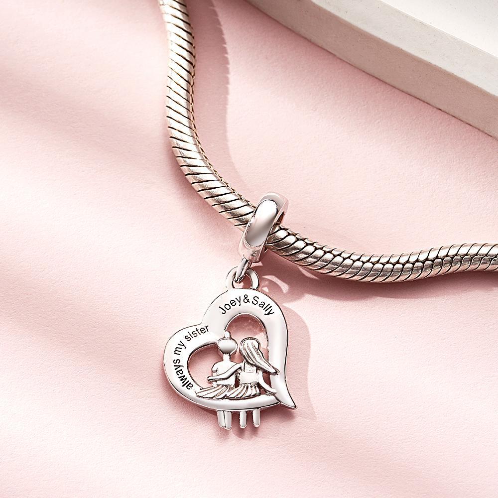 Custom Engraved Charm Mini Sister of Love Heart Pendant Gifts - soufeelus