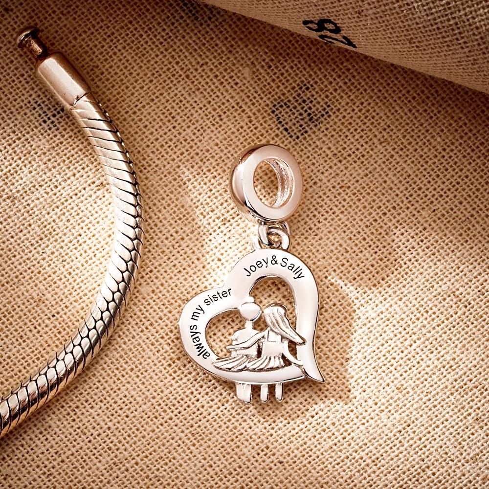 Custom Engraved Charm Mini Sister of Love Heart Pendant Gifts - soufeelus
