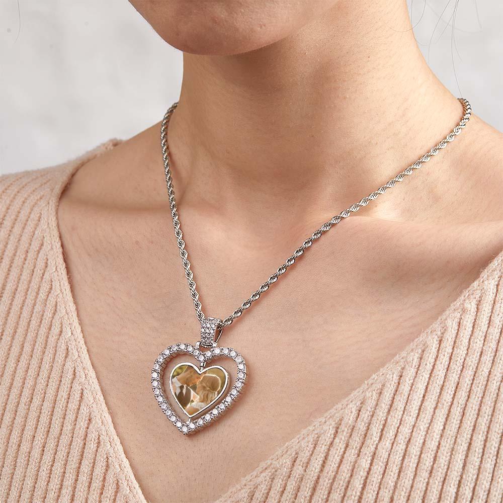 Custom Photo Necklace Creative Heart Double-Sided Gifts - soufeelus