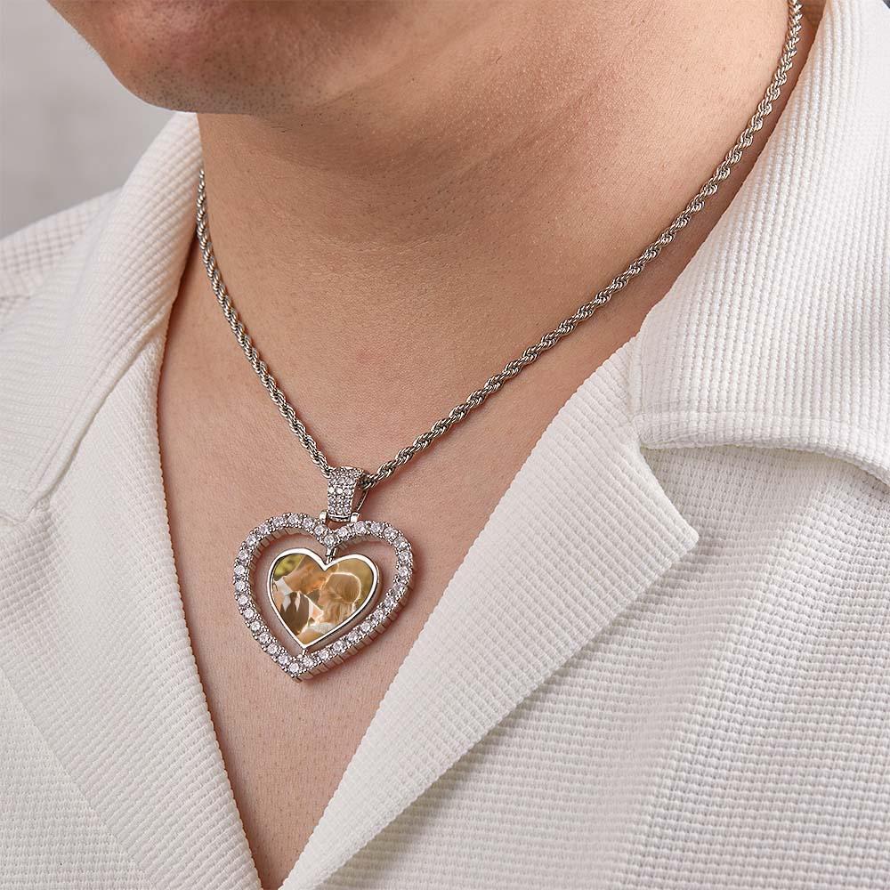 Custom Photo Necklace Creative Heart Double-Sided Gifts - soufeelus