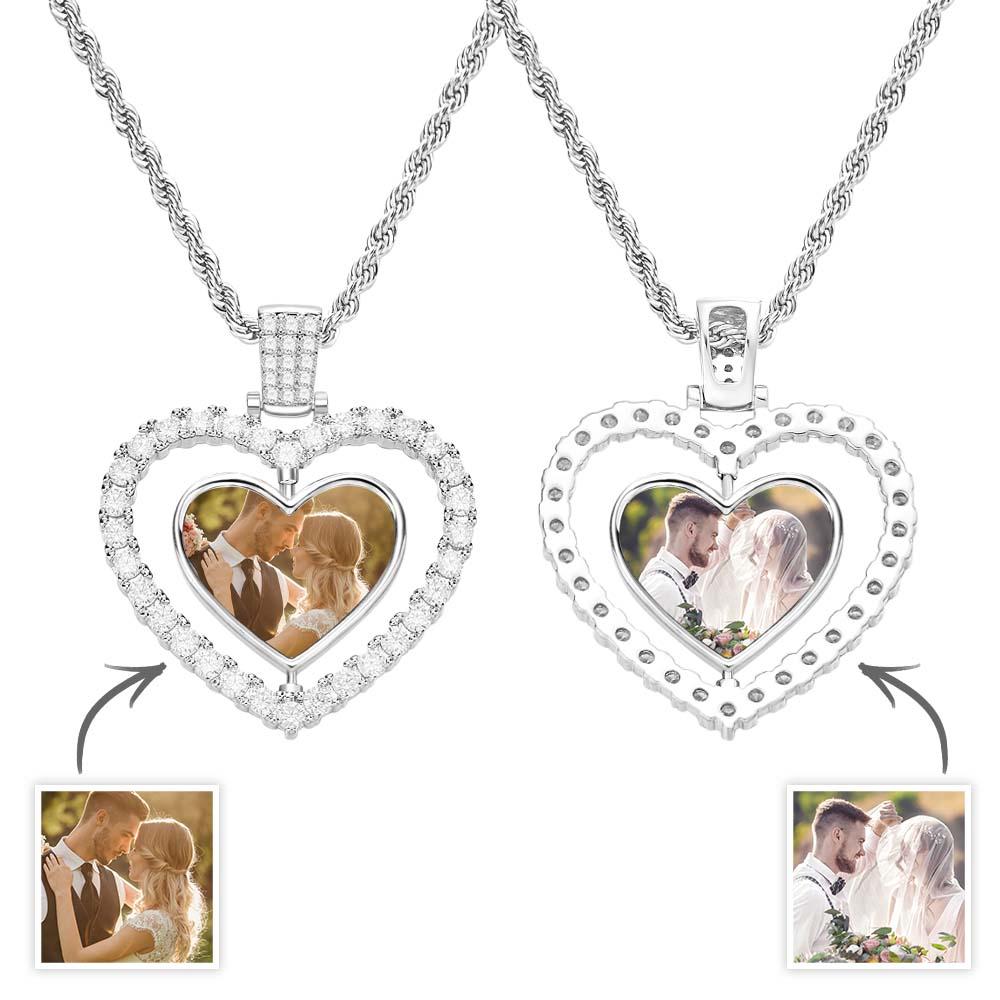 Custom Photo Necklace Creative Heart Double-Sided Gifts - soufeelus