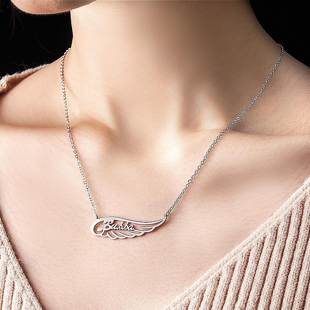 Angel Wing Name Necklace Custom Letter Fashion Pendant For Her - soufeelus