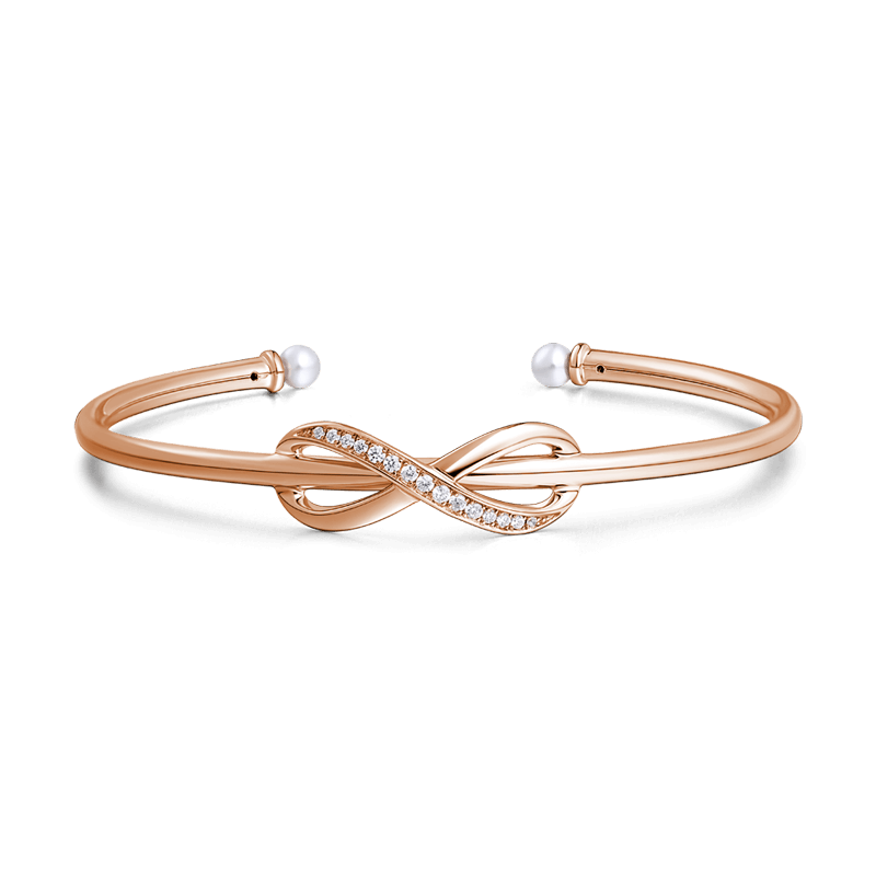 Infinity Love Open Cuff Bangle with Soufeel Pearl Rose Gold Plated Silver - soufeelus