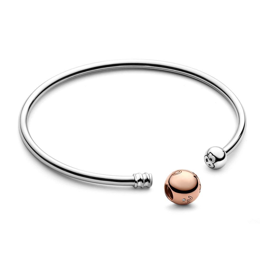 Feel the Love Open Cuff Bangle Rose Gold Plated Silver - soufeelus