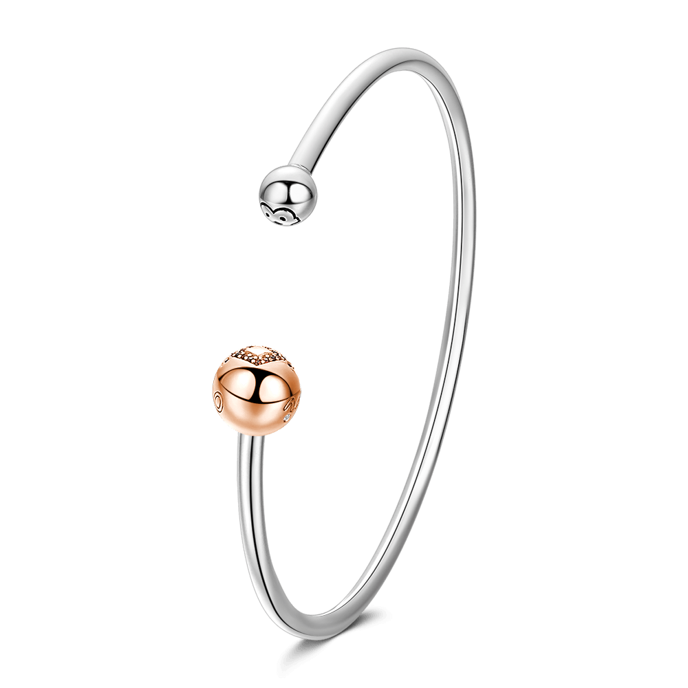 Feel the Love Open Cuff Bangle Rose Gold Plated Silver - soufeelus