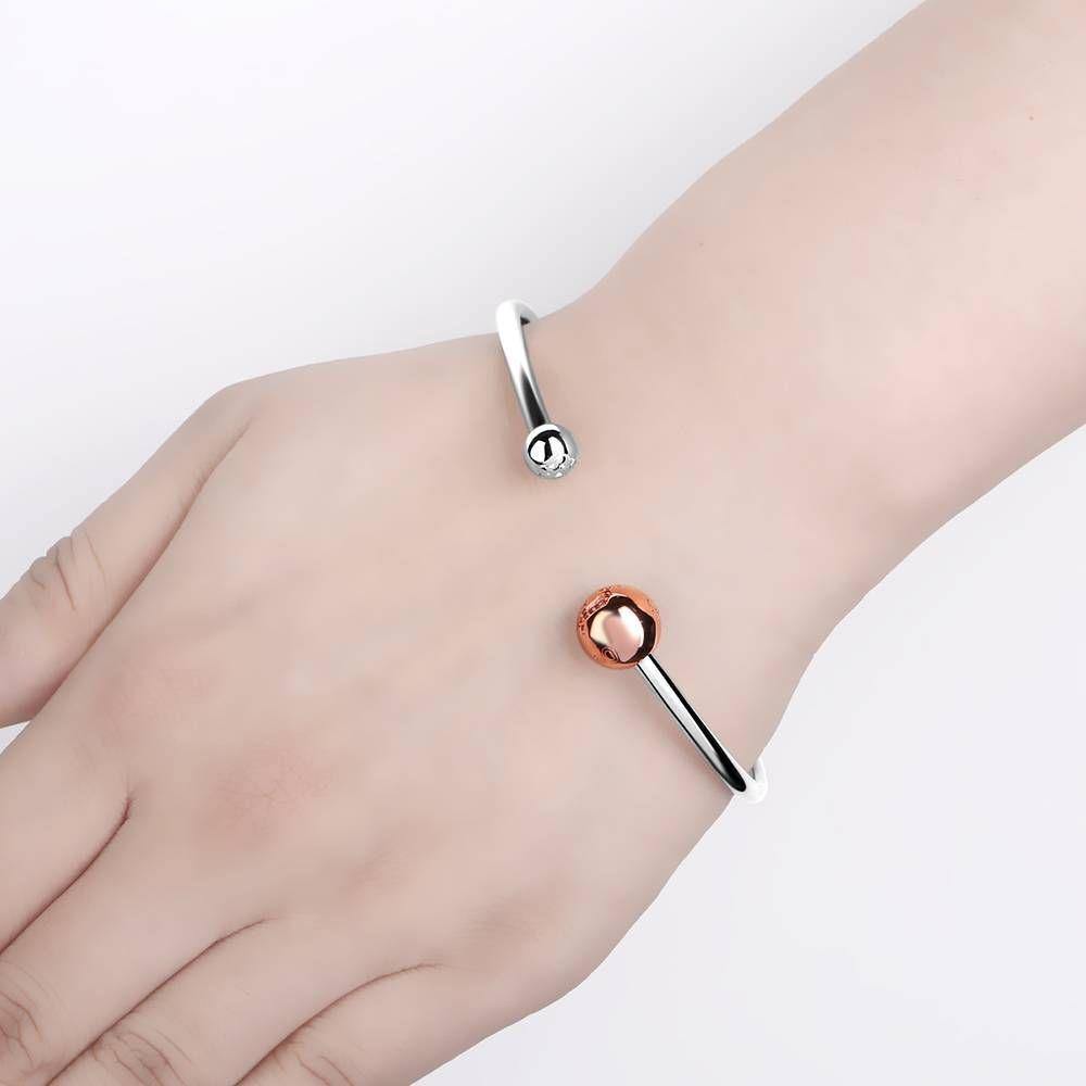 Feel the Love Open Cuff Bangle Rose Gold Plated Silver - soufeelus