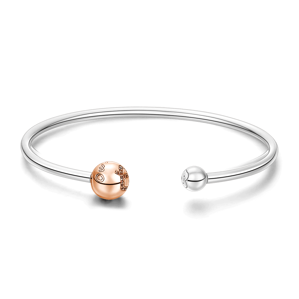 Feel the Love Open Cuff Bangle Rose Gold Plated Silver - soufeelus