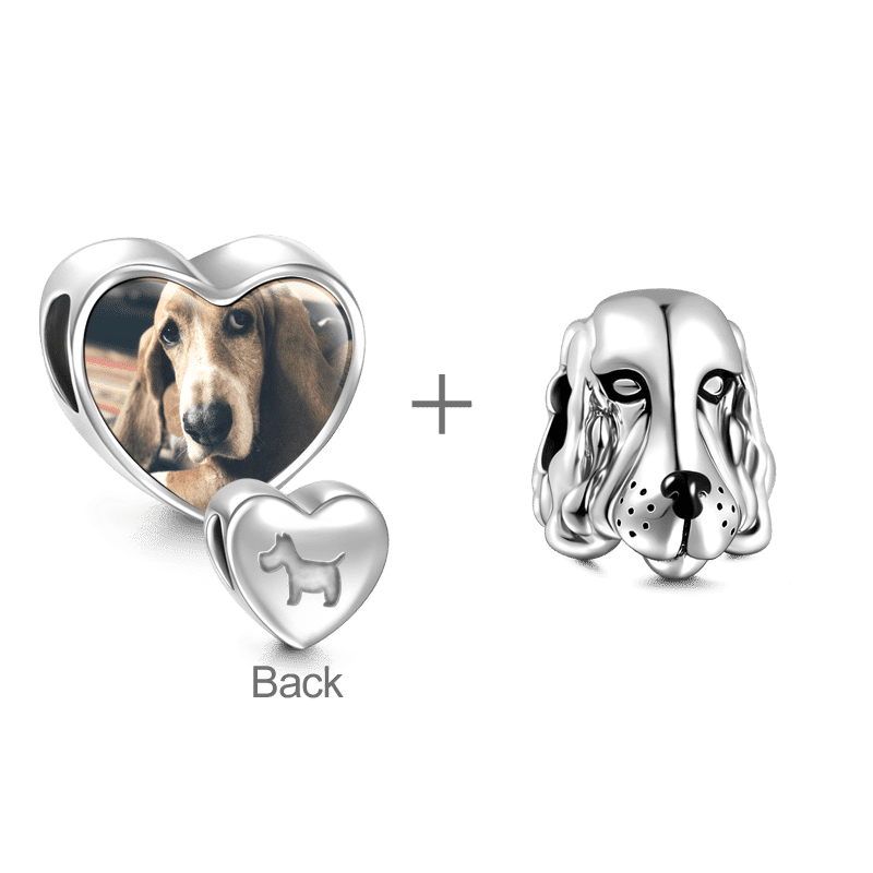 Cocker Spaniel Pet Photo Charm Set of 2 Silver - soufeelus