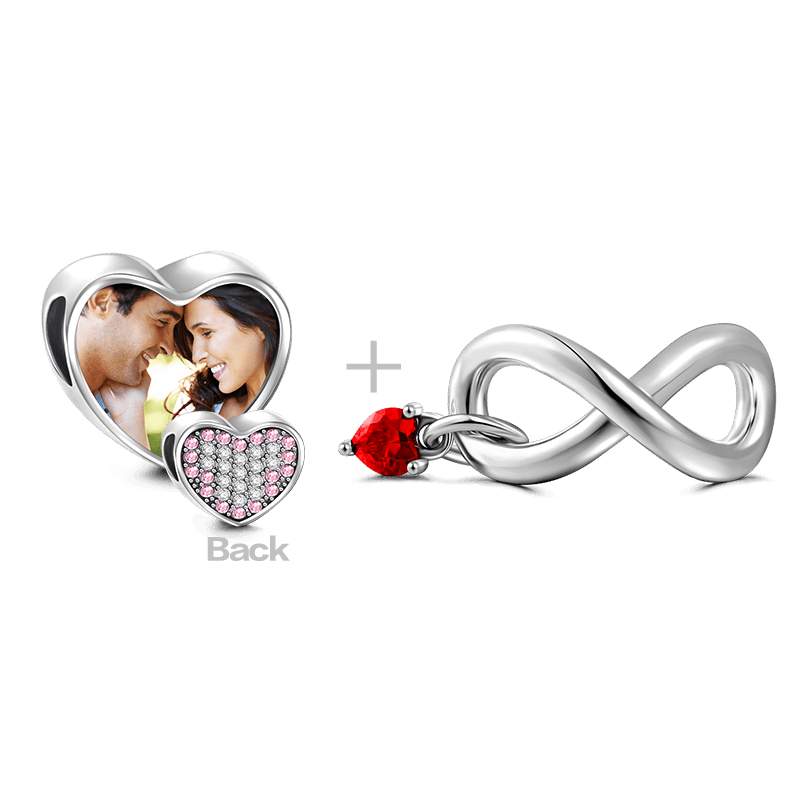 Infinity Love Photo Charm Set of 2 Silver - soufeelus