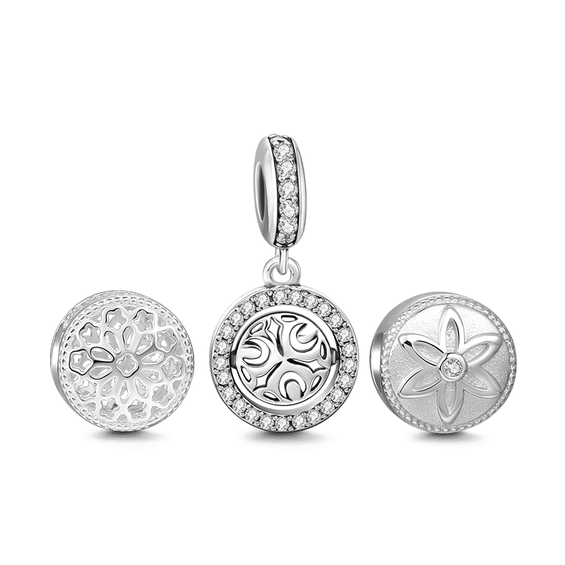 Hollow Petals Charm Set of 3 Silver - soufeelus