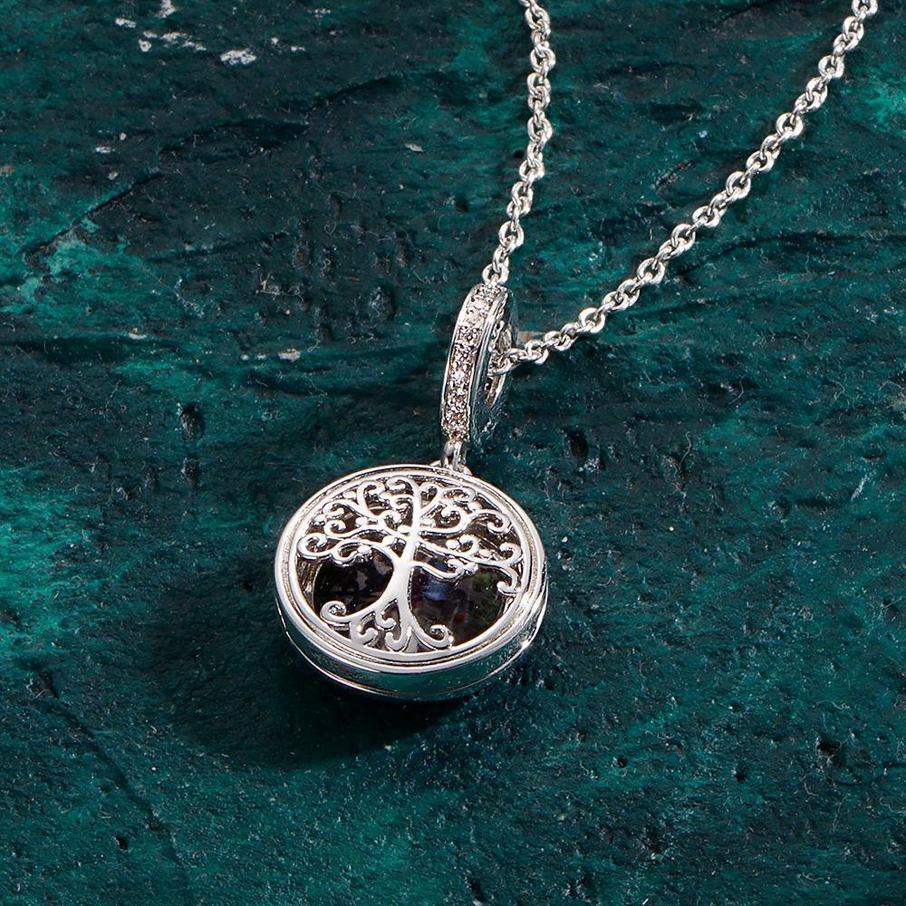 Photo Locket Necklace Family Tree Keepsake Gift Platinum Plated Gifts for Mom - soufeelus