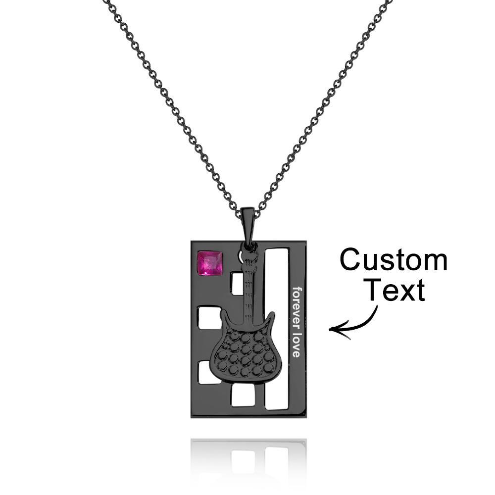 Custom Engraved Birthstone Necklace Forever Love Guitar Music Gifts - soufeelus