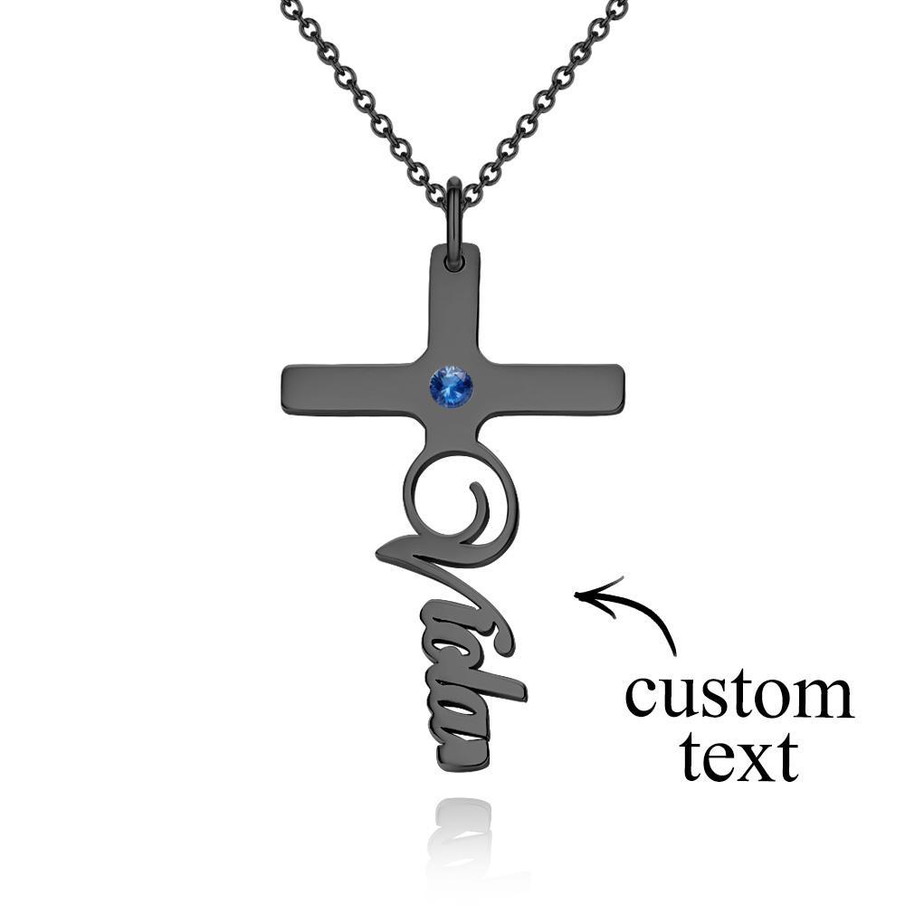 Your Belief Cross Personalized Name Necklace with Birthstone Name Plate Jewelry - soufeelus