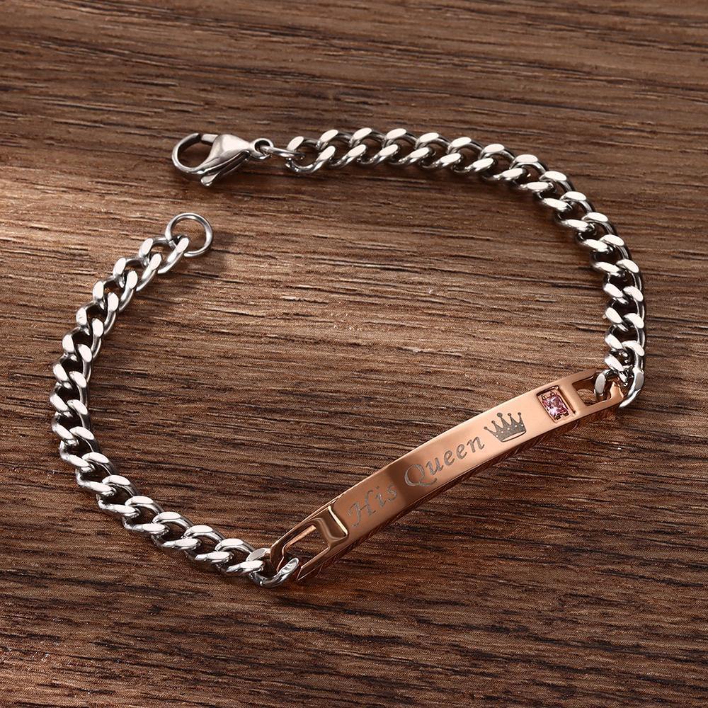 Engraved Bracelet Your Beauty for Girlfriend/Wife with Crown Your Queen - soufeelus