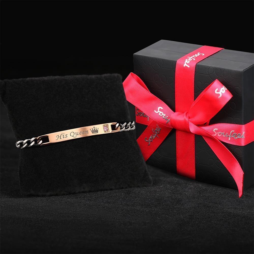 Engraved Bracelet Your Beauty for Girlfriend/Wife with Crown Your Queen - soufeelus