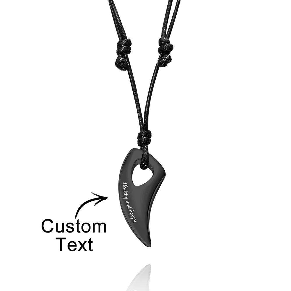 Custom Engraved Necklace Wolf Teeth Pendant Necklace Gift for Men - soufeelus