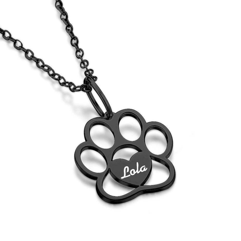 Personalized Paw Necklace with Name Dog Paw Necklace - soufeelus