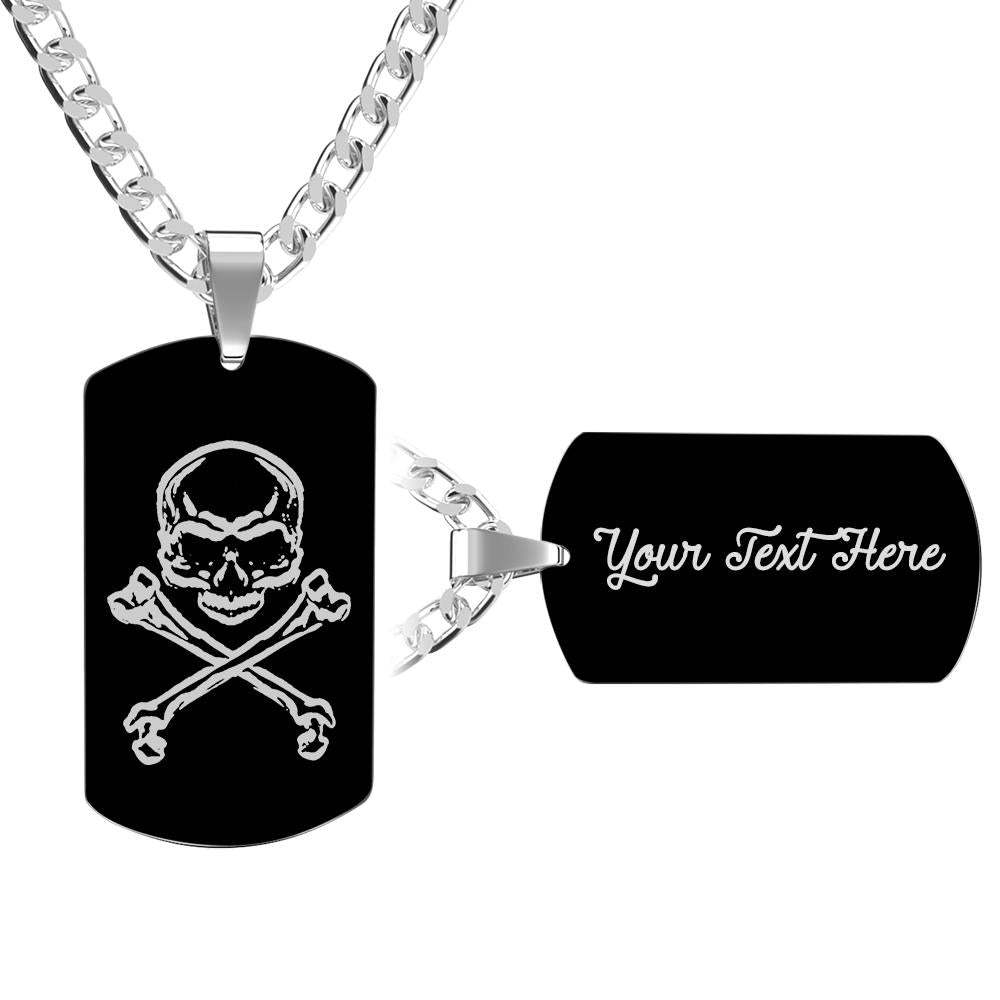 Dog Tag Necklace Engraved Necklace Custom Skeleton Halloween Gift