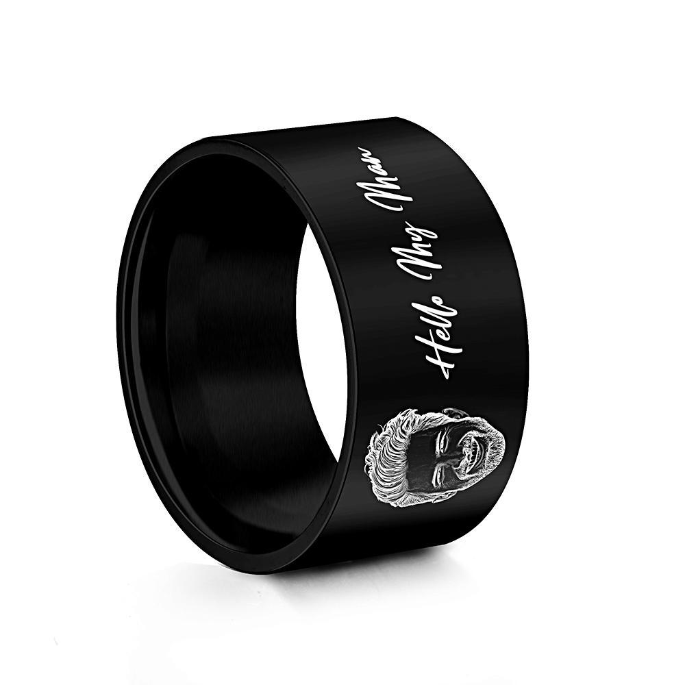 Personalized Picture Ring His Her Engraved Photo Ring Promise Ring Custom Image for Man Customized Engraved Jewelry - soufeelus