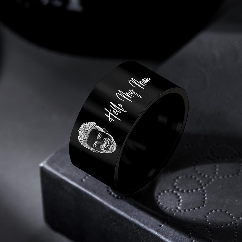 Personalized Picture Ring His Her Engraved Photo Ring Promise Ring Custom Image for Man Customized Engraved Jewelry - soufeelus