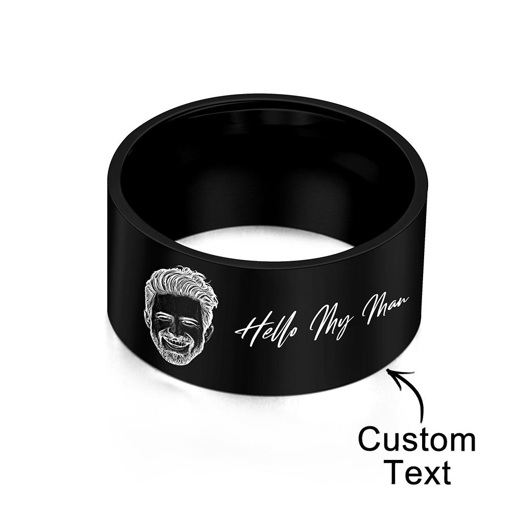 Personalized Picture Ring His Her Engraved Photo Ring Promise Ring Custom Image for Man Customized Engraved Jewelry - soufeelus