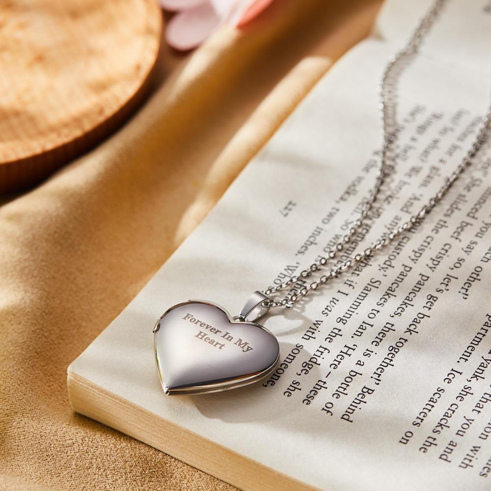 Custom Photo Engraved Neckalce Heart Pendant Exquisite Couple Gifts - soufeelus
