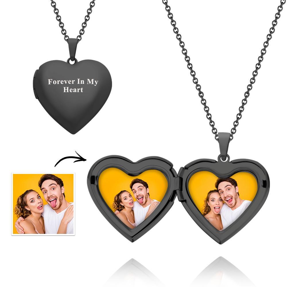 Custom Photo Engraved Neckalce Heart Pendant Exquisite Couple Gifts - soufeelus