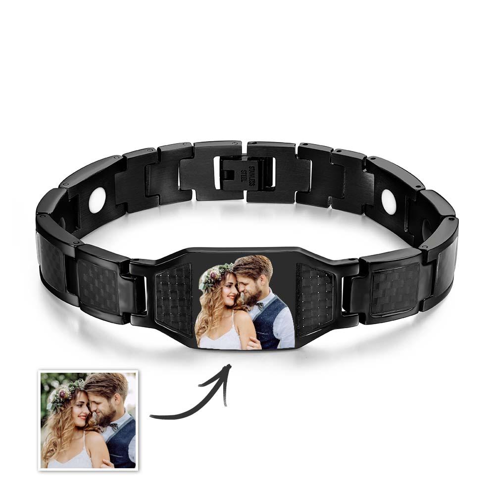 Personalized Bracelet Custom Photo ID Bar Men's Bracelet Bangle Gifts for Him - soufeelus
