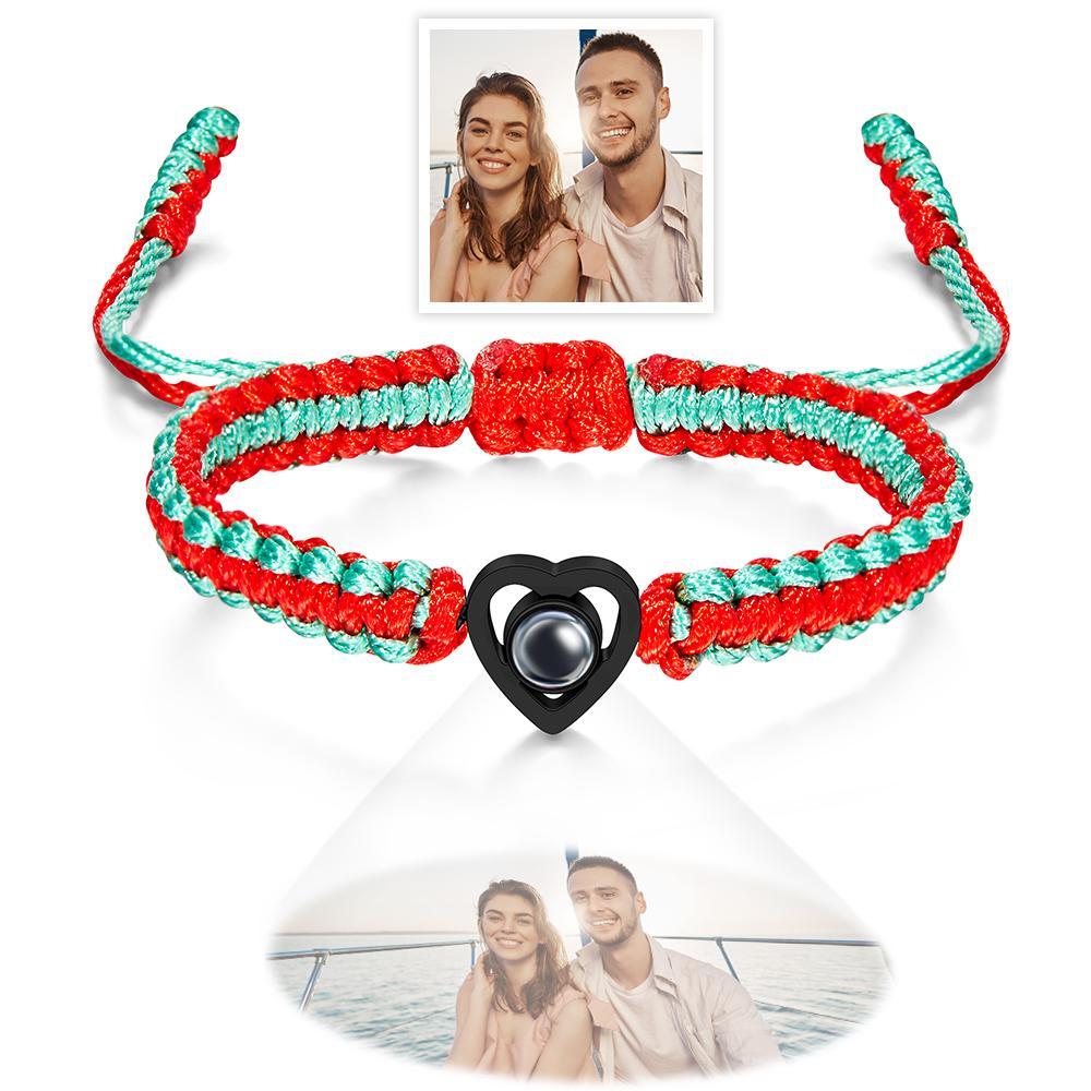 Custom Projection Photo Bracelet Weave Heart-shaped Commemorate Gifts - soufeelus