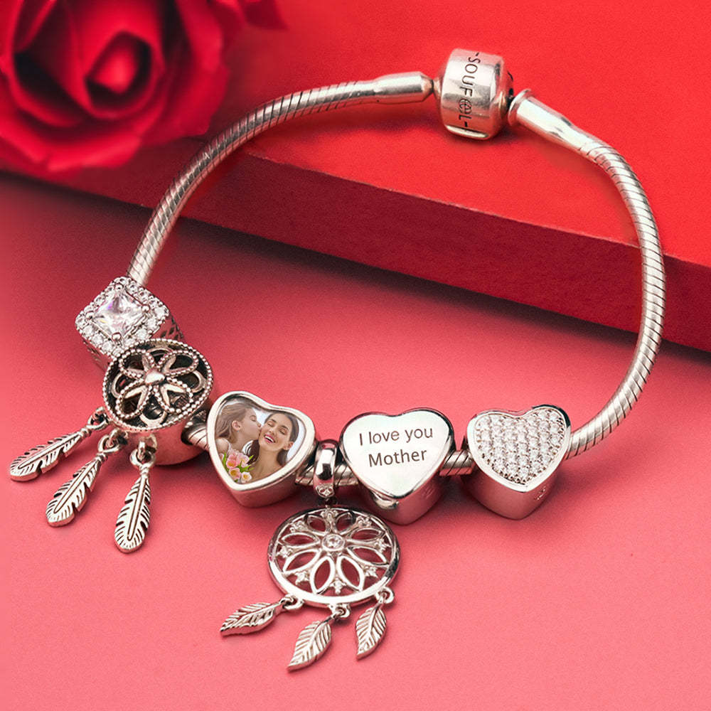 Pave CZ Heart Photo Charm Gift For Mom - soufeelus