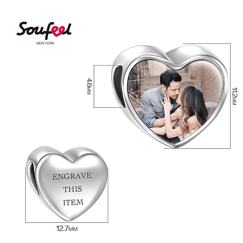 Engraved Heart Photo Charm Gift For Her Gift For Mom - soufeelus