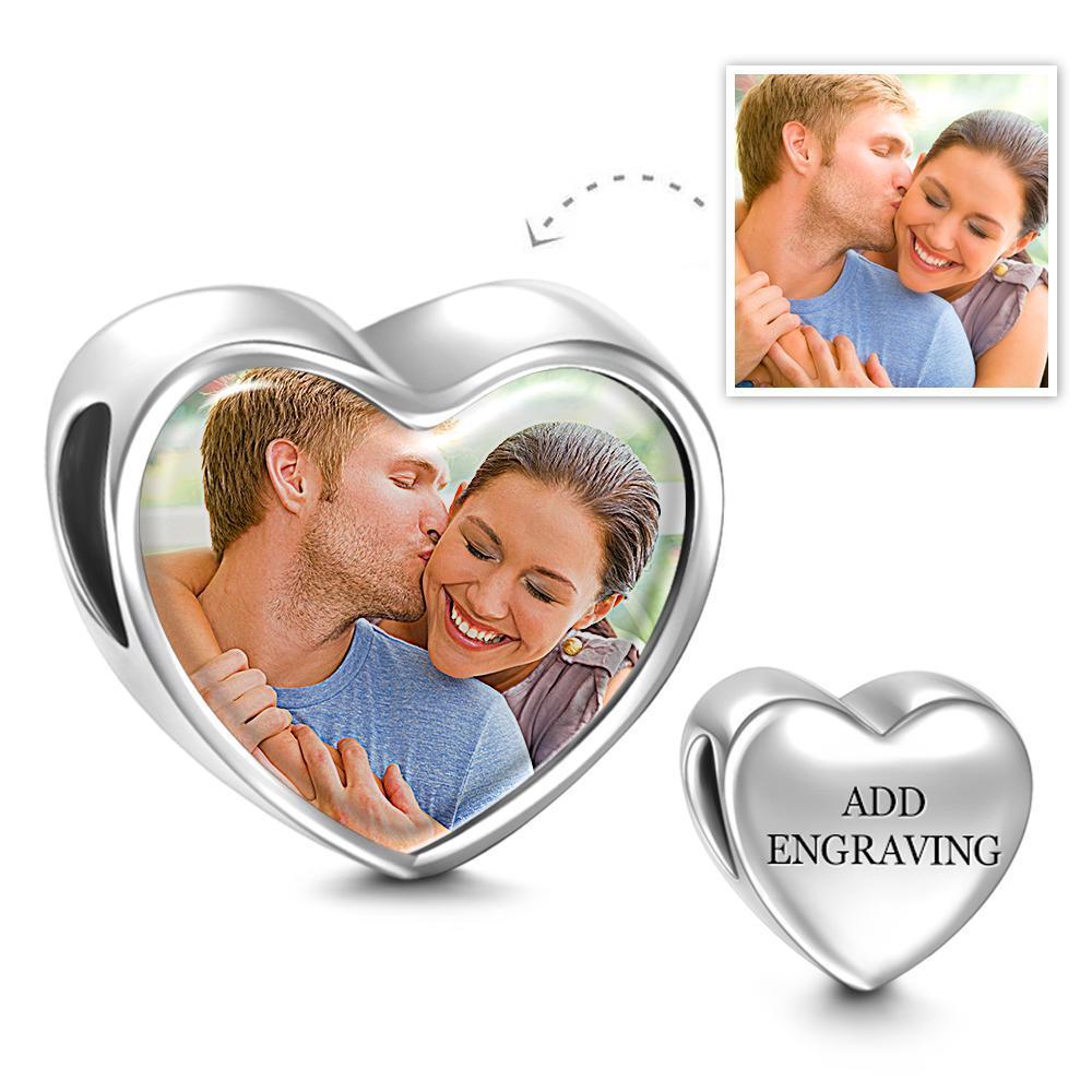 Engraved Heart Photo Charm Picture Charm Gift For Couples