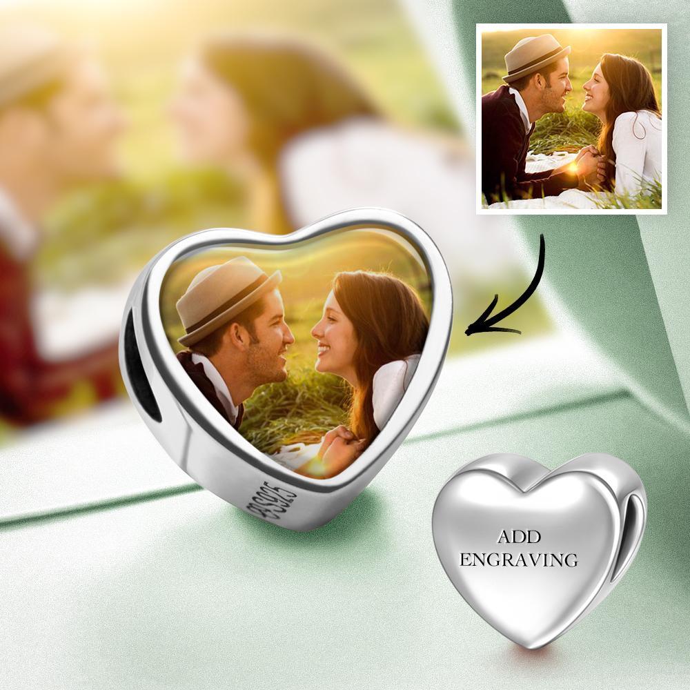 Engraved Heart Photo Charm Valentine's Day Gift