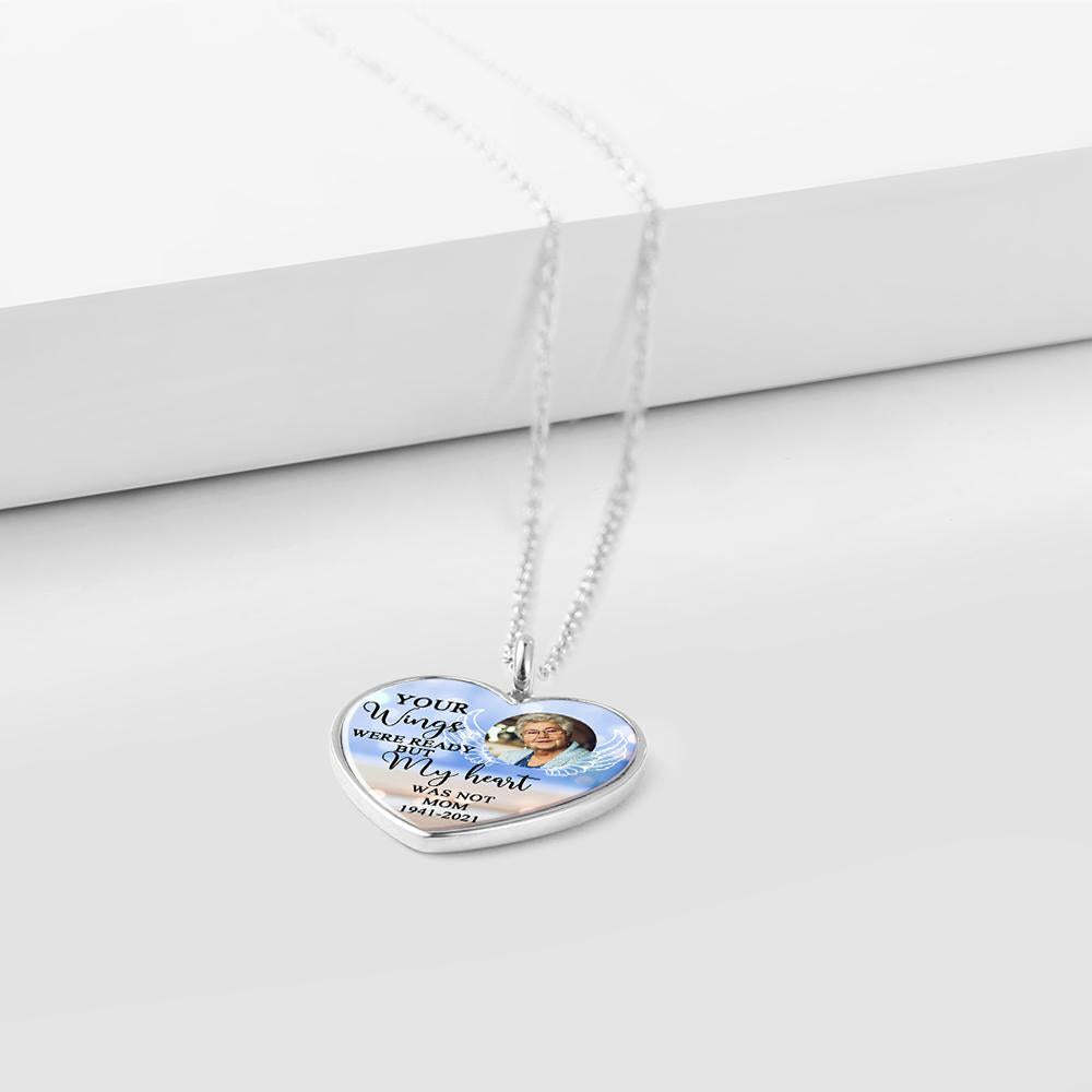 Engraved Heart Photo Necklace Custom Text Necklace For Your Loved Ones